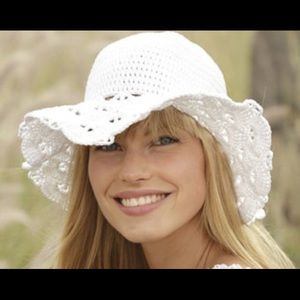 Crochet knit  yellow floppy beach hat